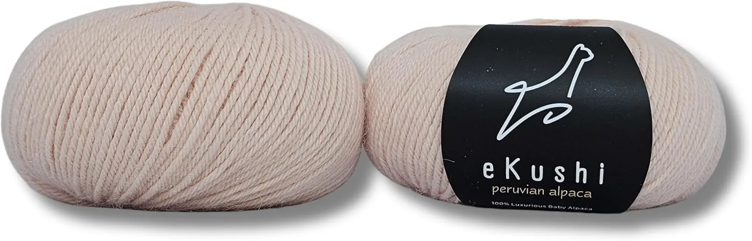 100% Baby Alpaca Yarn for Knitting & Crocheting - Set of 2 Skeins of Premium Yarn DK - Lightweight, Hypoallergenic & Thermal Peru Made - Ideal for Delicate Projects (Baby Pink - RE095)