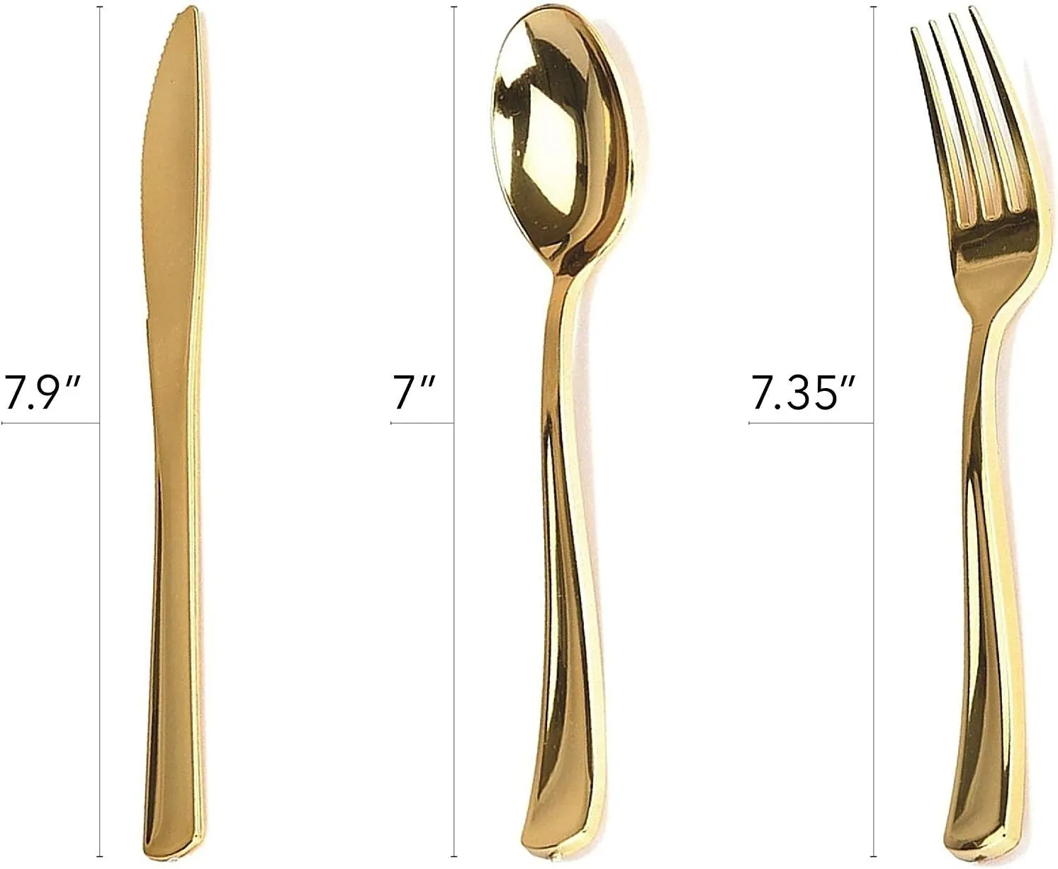 125-Piece White and Gold Fancy Plastic Plates Disposable with Silverware, Elegant Dinnerware for Weddings, Holiday Party China, Set of 25 Dinner   Salad Plates, 25 Spoons, 25 Forks, 25 Knives