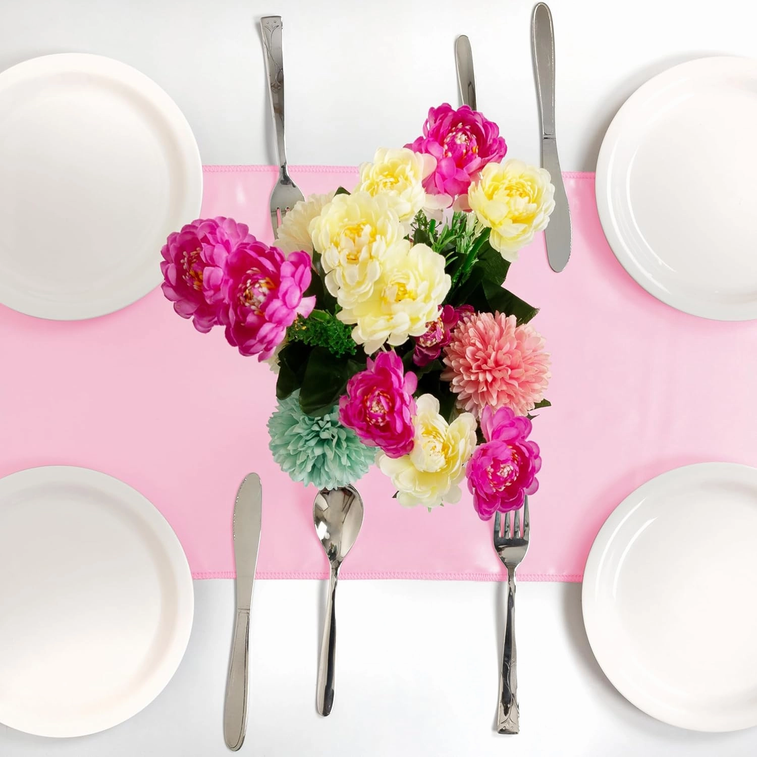 12 Pack Baby Pink Satin Table Runner 12 x 108 Inches Long | Bright, Smooth and Silky Table Decor for Birthday Party Wedding Banquet Decorations - Baby Pink