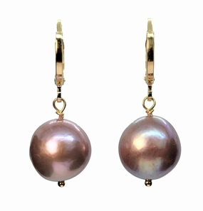 14K Gold Filled Large Edison Freshwater Pearl Hoop Earrings for Women