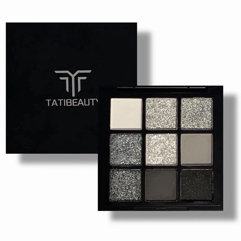 15Colors Eyeshadow Palette Black Smokey Cool Toned Eye Shadow Metal Pearlescent Matte Silver Gray Lasting Eyeshadow Party Makeup