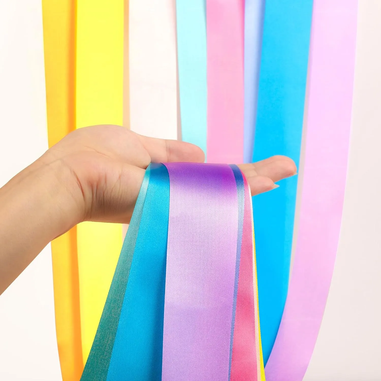 16PCS Pastel Rainbow Gymnastics Dance Ribbons Party Favors Decorations for Kids, Kids Twirling Ribbon Stick Goodie Bag Stuffers for Girls Unicorn Princess Ice-cream Butterfly Birthday Party