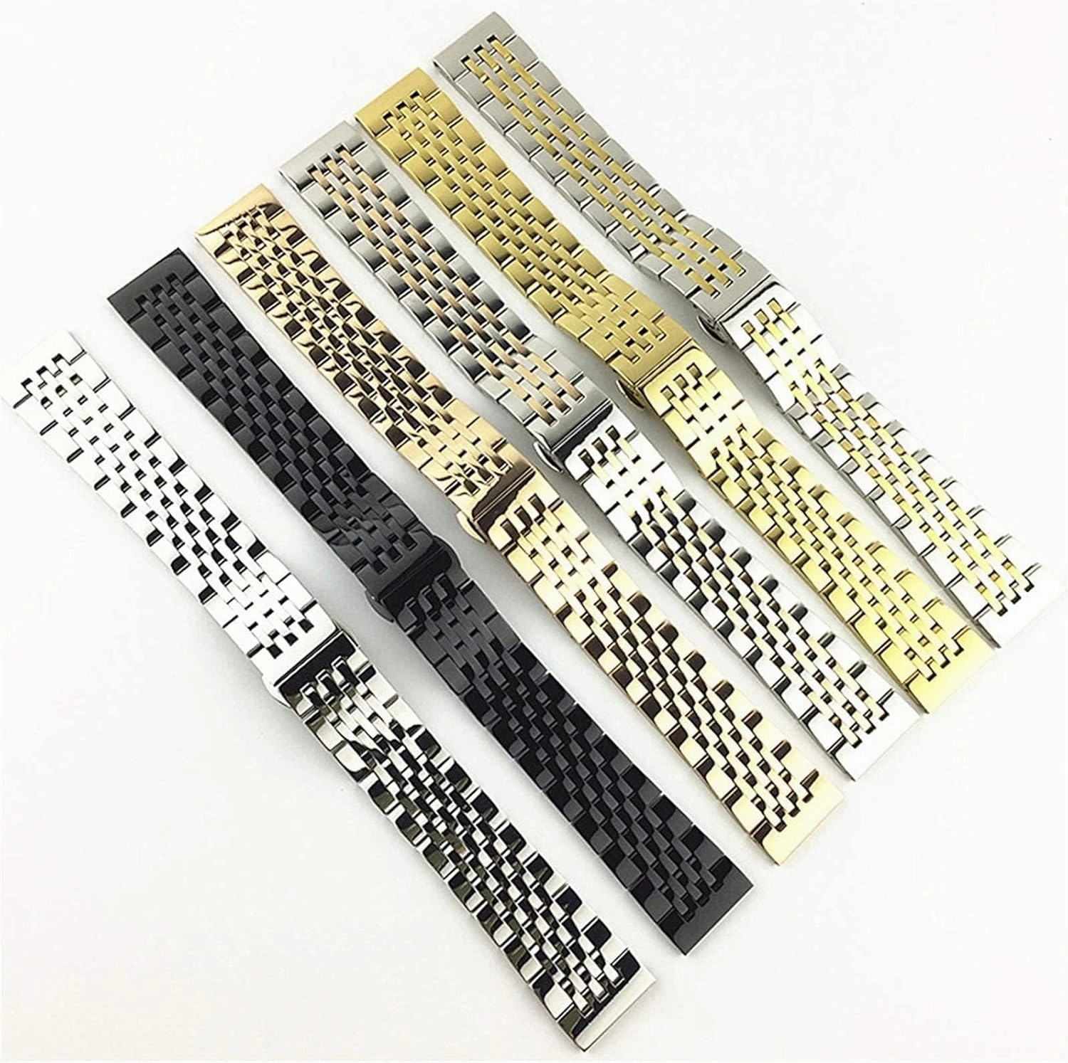 17 18 19 21 20mm 22mm Stainless Steel Watch Strap Men Women Solid Metal Quick Release Butterfly Buckle Wrist Band Bracelet Belt