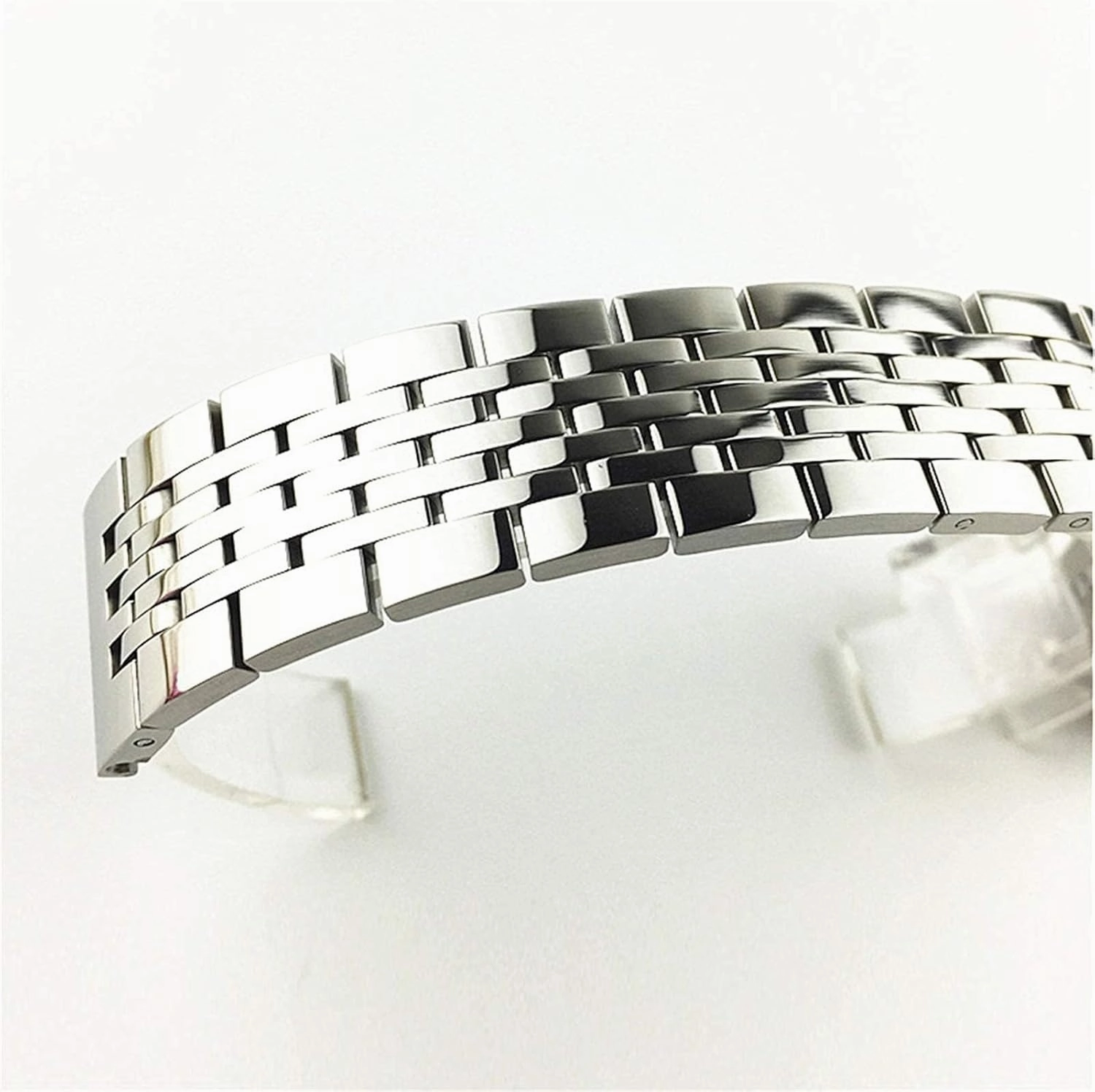 17 18 19 21 20mm 22mm Stainless Steel Watch Strap Men Women Solid Metal Quick Release Butterfly Buckle Wrist Band Bracelet Belt