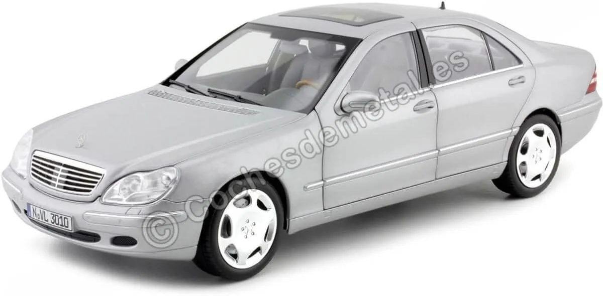 1998 Mercedes-Benz S600 with Sunroof Silver Metallic 1/18 Diecast Model Car by Norev 183810 (NV183810)
