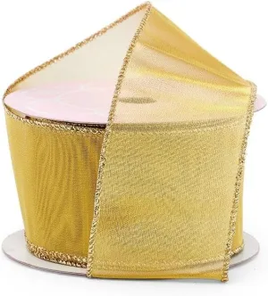 2 1/2" X 10 Yards Gold Metallic Fine Net Wired Ribbon