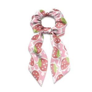 2 Pack Strawberry Print Pink Hair Scarf Scrunchies Cute Fruit Bright Color Hair Rope Hair Scarves Ponytail Holder Headdress Hair Decorations Accessory Women Girl