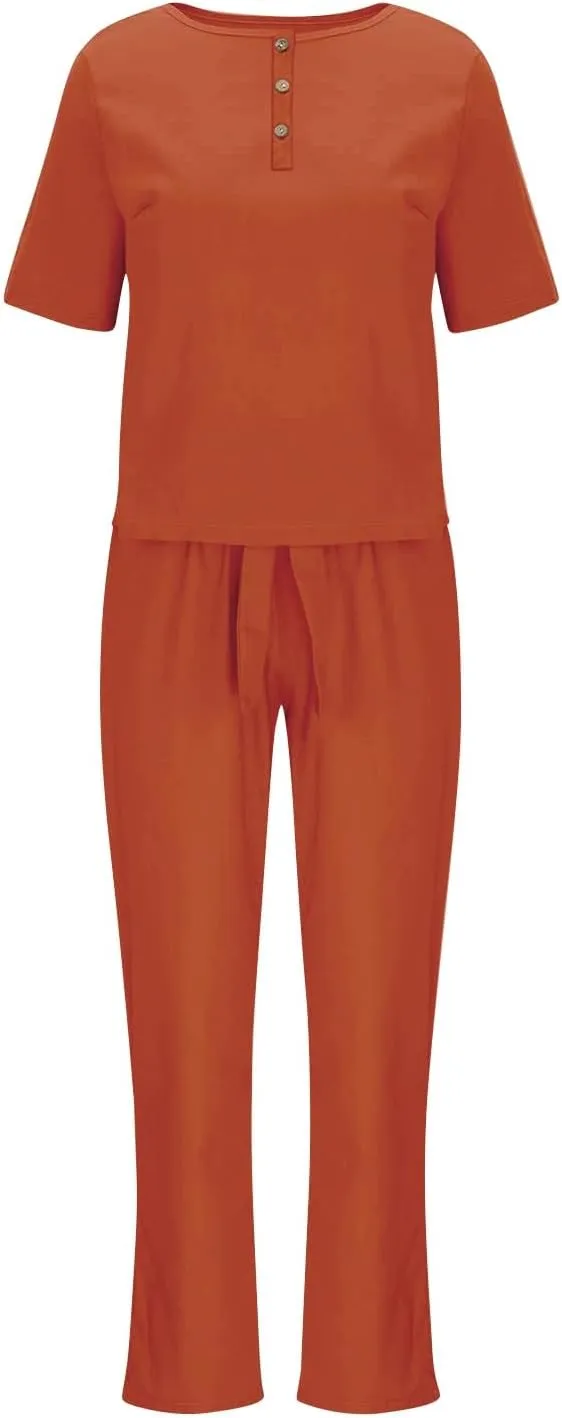 2 Piece Outfits for Womens Solid Women's Color Casual Fashion Splic Short Women Suits Loose Baggy Wide Leg Pants Sets