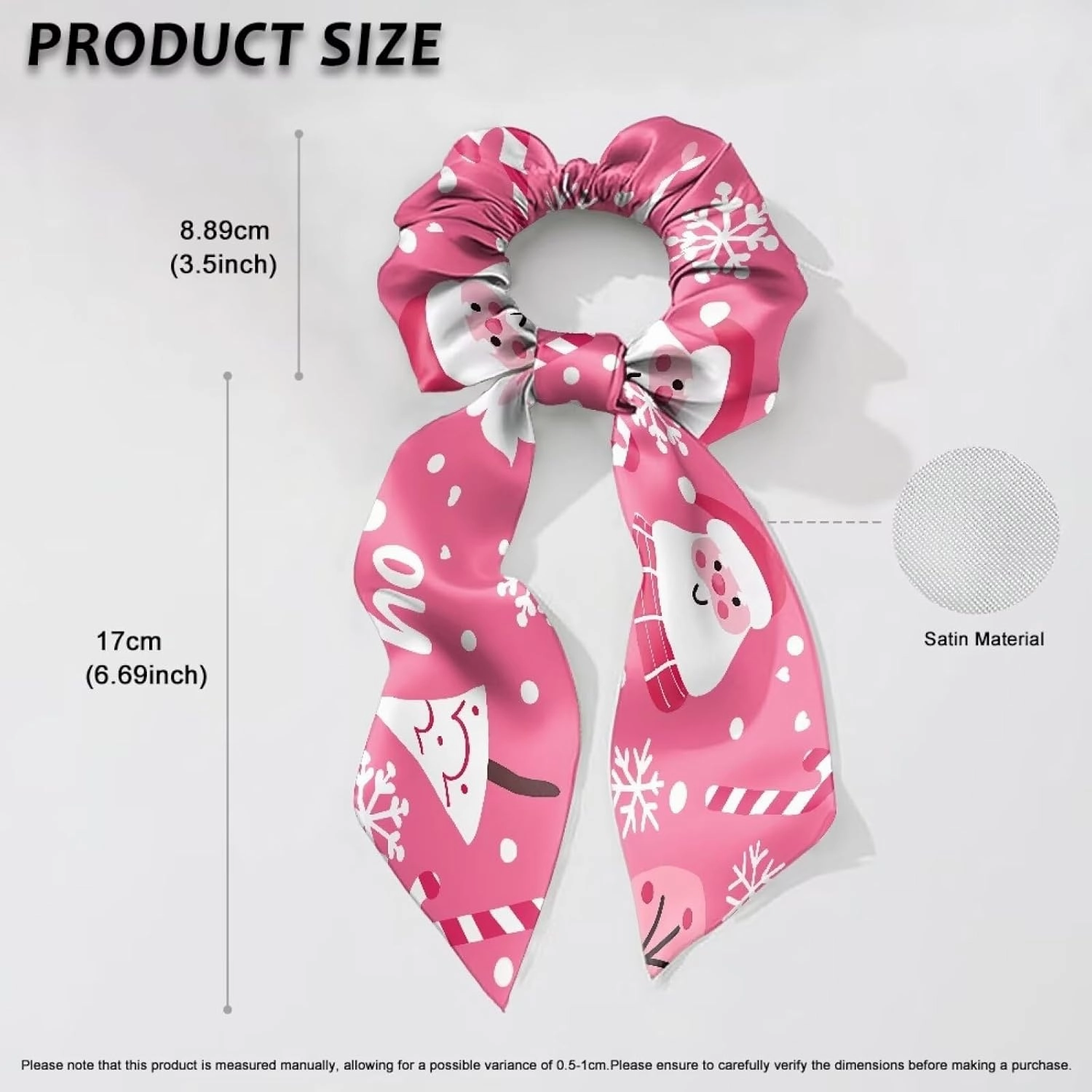 2 Pieces Christmas Santa Claus Tree Pink Bow Hair Scrunchies Elegant Bunny Ears Bowknot Hair Ties Elastic Bow Tie Hair Accessories for Ladies Women Teen Girls