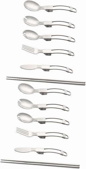 2sets Folding Cutlery Portable Stainless Steel Utensils for Outdoor Activities Compact Travel Tableware for Camping Hiking Picnics and More Lightweight and Convenient to Carry