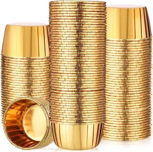 300 Pack Gold Cupcake Liners Bulk Disposable Foil Muffin Cups 3.5 oz Wrappers for Baking Aluminum Paper Mini Metallic Disposable Holiday Party Wedding Festival Supply