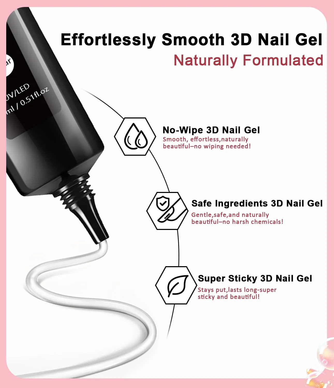 3D Nail Gel and Chrome Nail Powder: 15g No Wipe Clear 3D Sculpting Gel for Nail Art Non-Sticky Hand Hard Gel Carving Gel with Rose Gold Red Green Chrome Powder for Gel Nail Art Home DIY