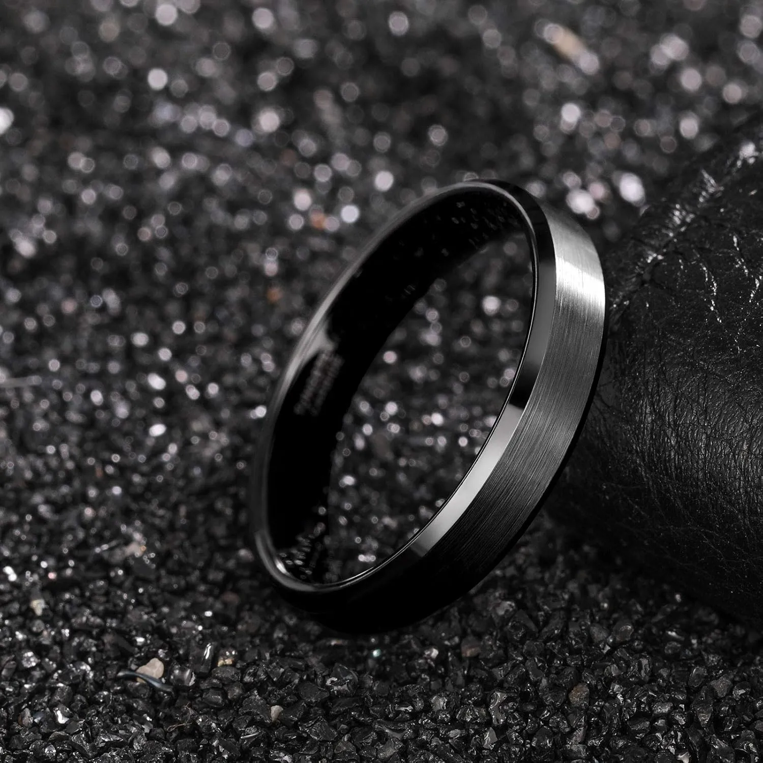 3mm 4mm 6mm 8mm Black/Silver/Rose Gold Tungsten Rings for Women Men Wedding Band Engagement Ring Comfort Fit Beveled Edges Size 4-15
