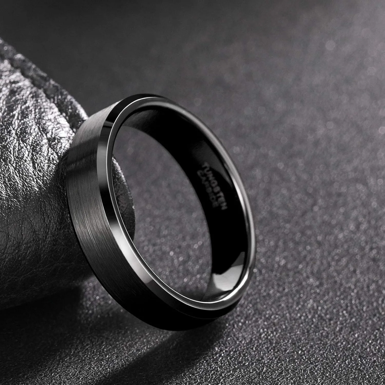 3mm 4mm 6mm 8mm Black/Silver/Rose Gold Tungsten Rings for Women Men Wedding Band Engagement Ring Comfort Fit Beveled Edges Size 4-15