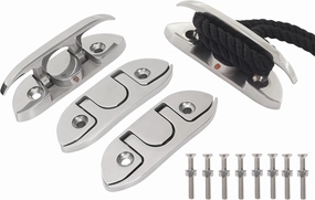 4.7 Inch Boat Folding Cleats, 316 Stainless Steel Flip up Dock Cleat Rope Cleat for Kayaks, Deck Lines & Mooring Accessories with Fasteners - Rust-Proof & Heavy-Duty (4 Pack)