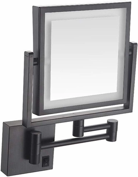 8 Inch LED Lighted Wall Mounted Makeup Mirror with 3X Magnification, 360 Degree Swivel,Two-Sided Extendable, Double Sided Swivel Vanity Mirror for Bathroom(Matte Black,USB)