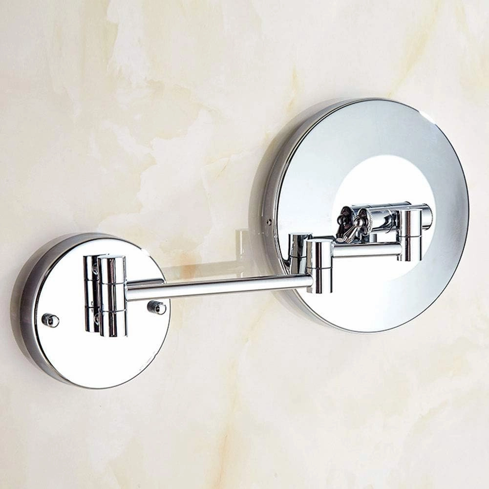 8-Inch Wall Mounted Makeup Mirror, Makeup Mirror with LED Lights Touch Screen, Single-Sided, 360 Degree Swivel, Hardwired, Extendable Arm, Round, for Bathroom(Silver,10x)