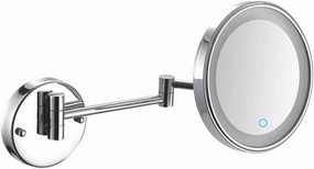 8-Inch Wall Mounted Makeup Mirror, Makeup Mirror with LED Lights Touch Screen, Single-Sided, 360 Degree Swivel, Hardwired, Extendable Arm, Round, for Bathroom(Silver,10x)