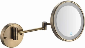 8-Inch Wall Mounted Makeup Mirror, Single-Sided, 360 Degree Swivel, Hardwired, Extendable Arm, Round, for Bathroom(Antique Color,3X)