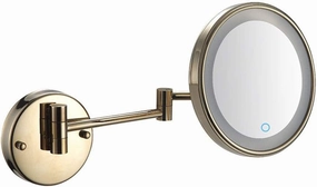 8-Inch Wall Mounted Makeup Mirror, Single-Sided, 360 Degree Swivel, Hardwired, Extendable Arm, Round, for Bathroom(Gold,7X)