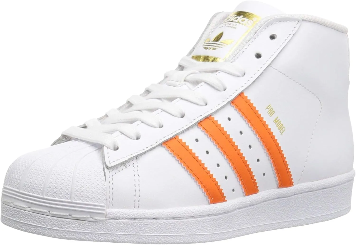 adidas Originals Boy's PRO Model J Running Shoe, White/Energy Orange Metallic/Gold, 5 M US Big Kid