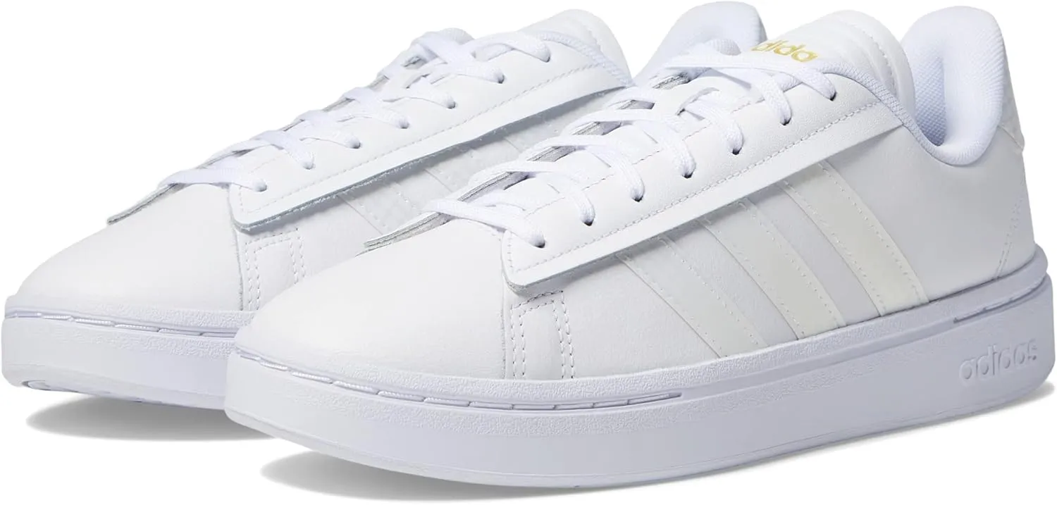 adidas Women's Grand Court Alpha Sneaker, White/White/Gold Metallic, 9.5