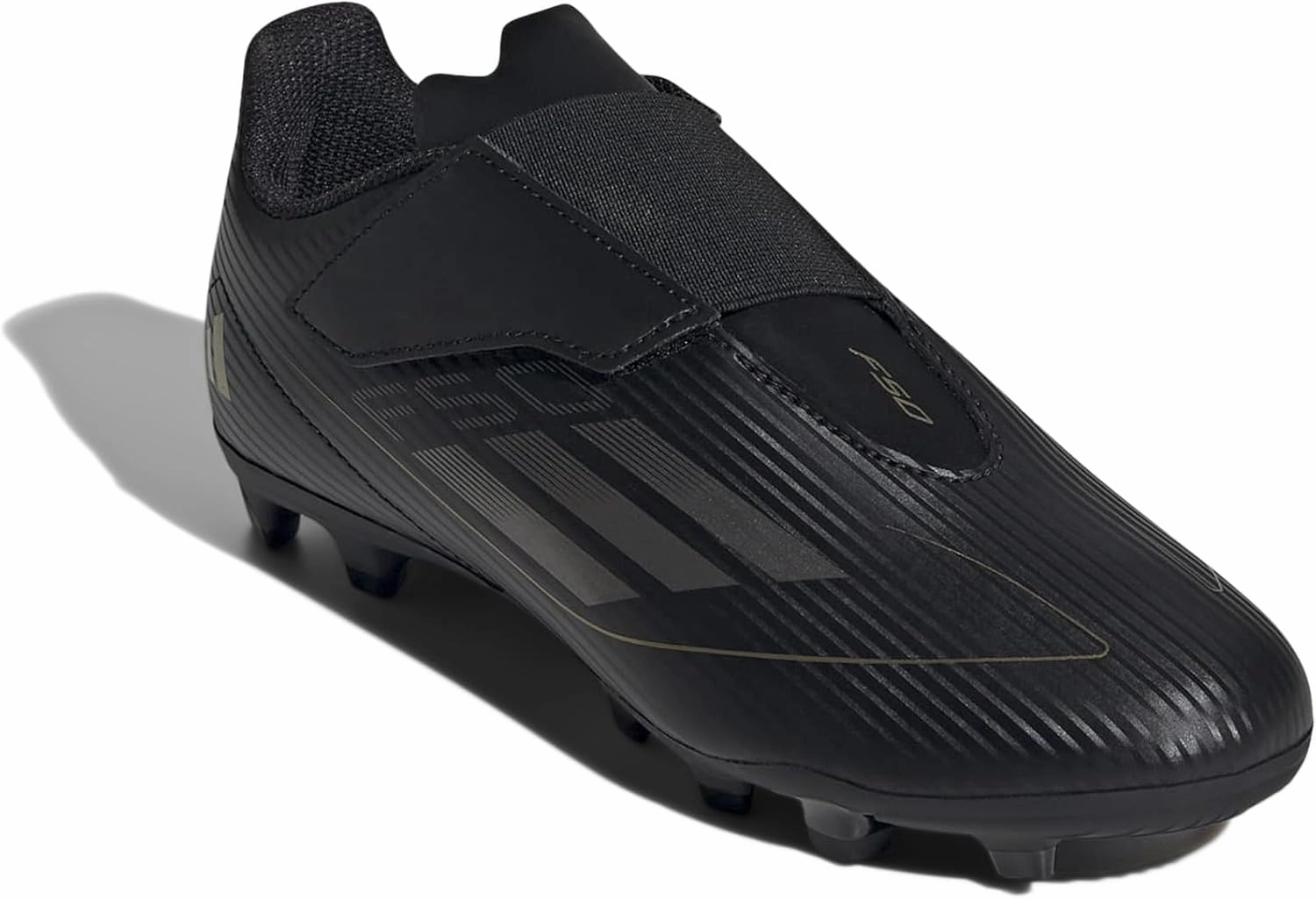 adidas Kids F50 Club Firm Multi Ground Hook-and-Loop Sneaker, Black/Iron Metallic/Gold Metallic, 10 US Unisex Toddler