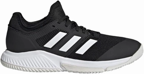 adidas Women's Court Team Bounce Volleyball Shoe, Black/White/Silver Metallic, 5