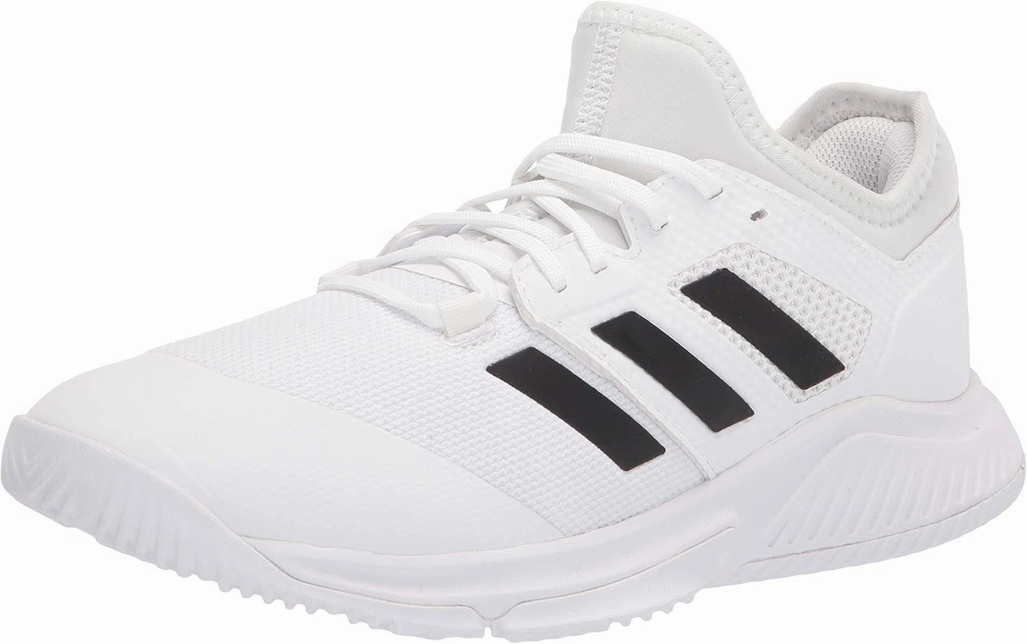 adidas Women's Court Team Bounce Volleyball Shoe, White/Black/Silver Metallic, 5