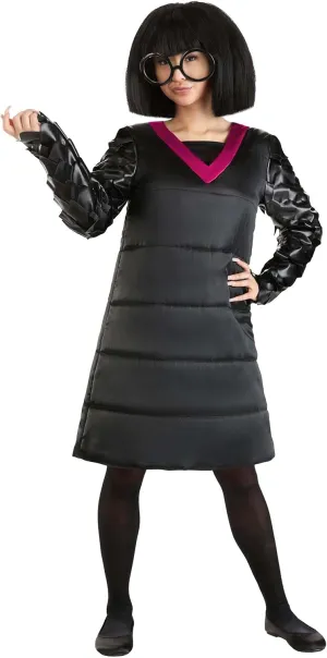 Adult Edna Mode Costume | Disney and Pixar The Incredibles Edna Costume Black Dress with Wig and Glasses