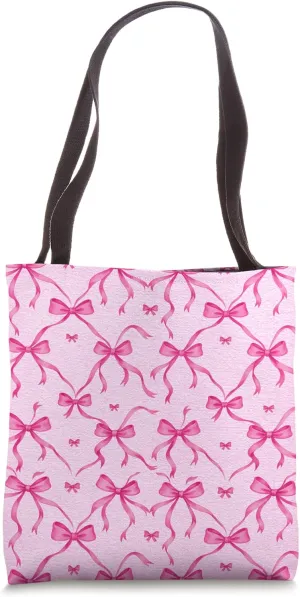 Aesthetic Pink Ribbons and Bows in Watercolor Tote Bag