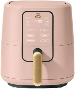 Air Fryer, Beautiful 3 Qt Air Fryer with TurboCrisp Technology, White Icing by Drew Barrymore (Rose)