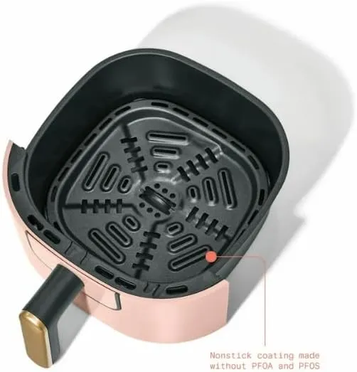 Air Fryer, Beautiful 3 Qt Air Fryer with TurboCrisp Technology, White Icing by Drew Barrymore (Rose)