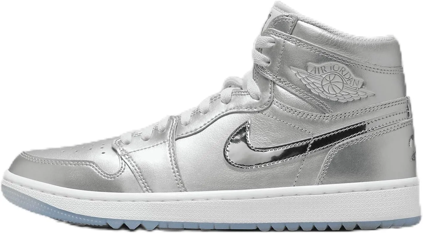 Air Jordan 1 High G NRG Men's Golf Shoes (FD6815-001, Metallic Silver/Photon Dust/White) Size 5