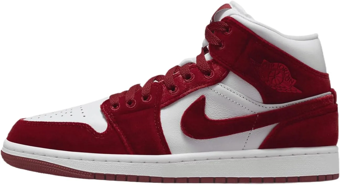 Air Jordan 1 Mid SE Women's Shoes (FZ3334-100, White/Black/White/Team Red) Size 11.5