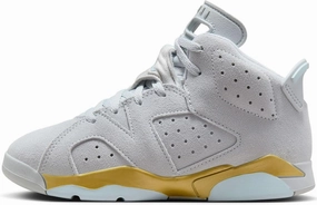 Air Jordan 6 Retro Pearl Preschool Lifestyle Shoes (Pure Platinum/Glacier Blue/Metallic Gold)
