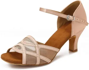 Akanu Dance Shoes Women Latin Salsa Ballroom Shoes Dancing Shoe 2.5 Inch Heel(Nude Szie 10)