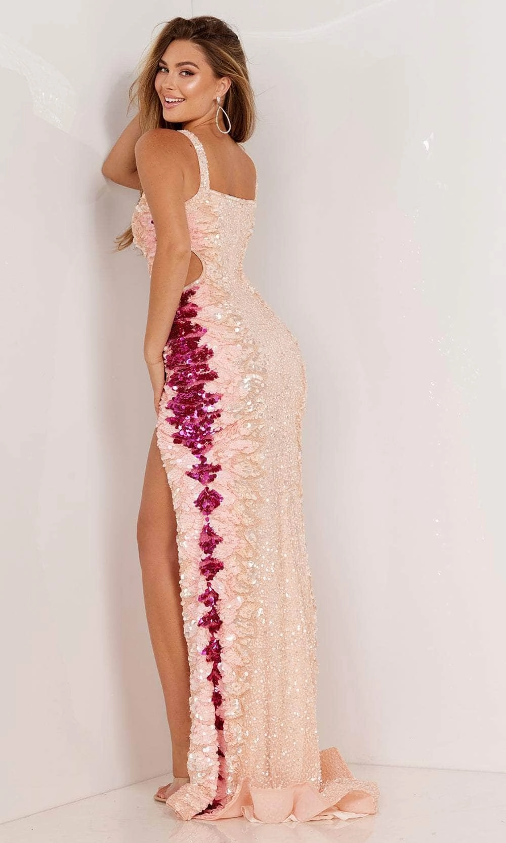 Aleta Couture 1077 - Sequined Cutout Waist Evening Gown