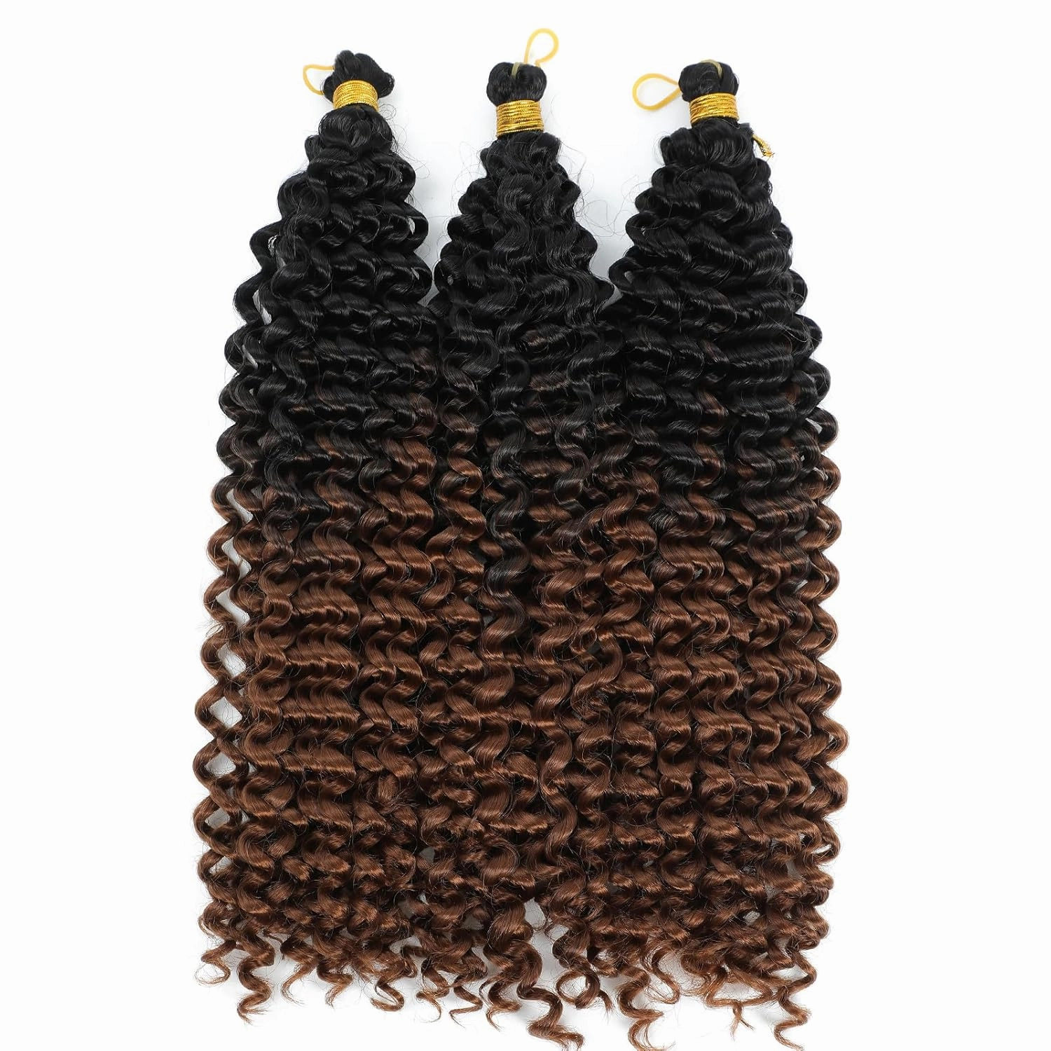 Alileona Kinky Curl Braiding Synthetic Hair bundles Water Wave Marlybob Crochet Hair 14 Inch 3PCS (1B-Brown)