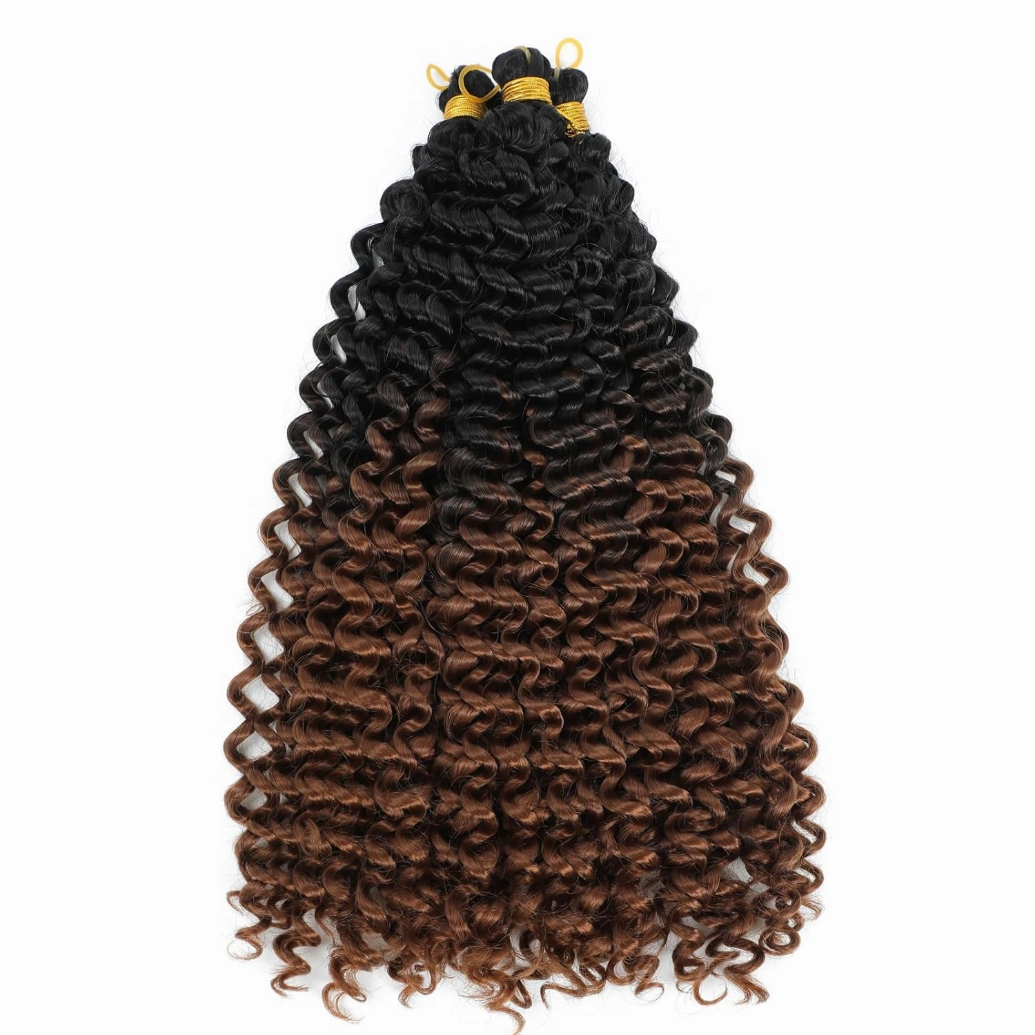 Alileona Kinky Curl Braiding Synthetic Hair bundles Water Wave Marlybob Crochet Hair 14 Inch 3PCS (1B-Brown)