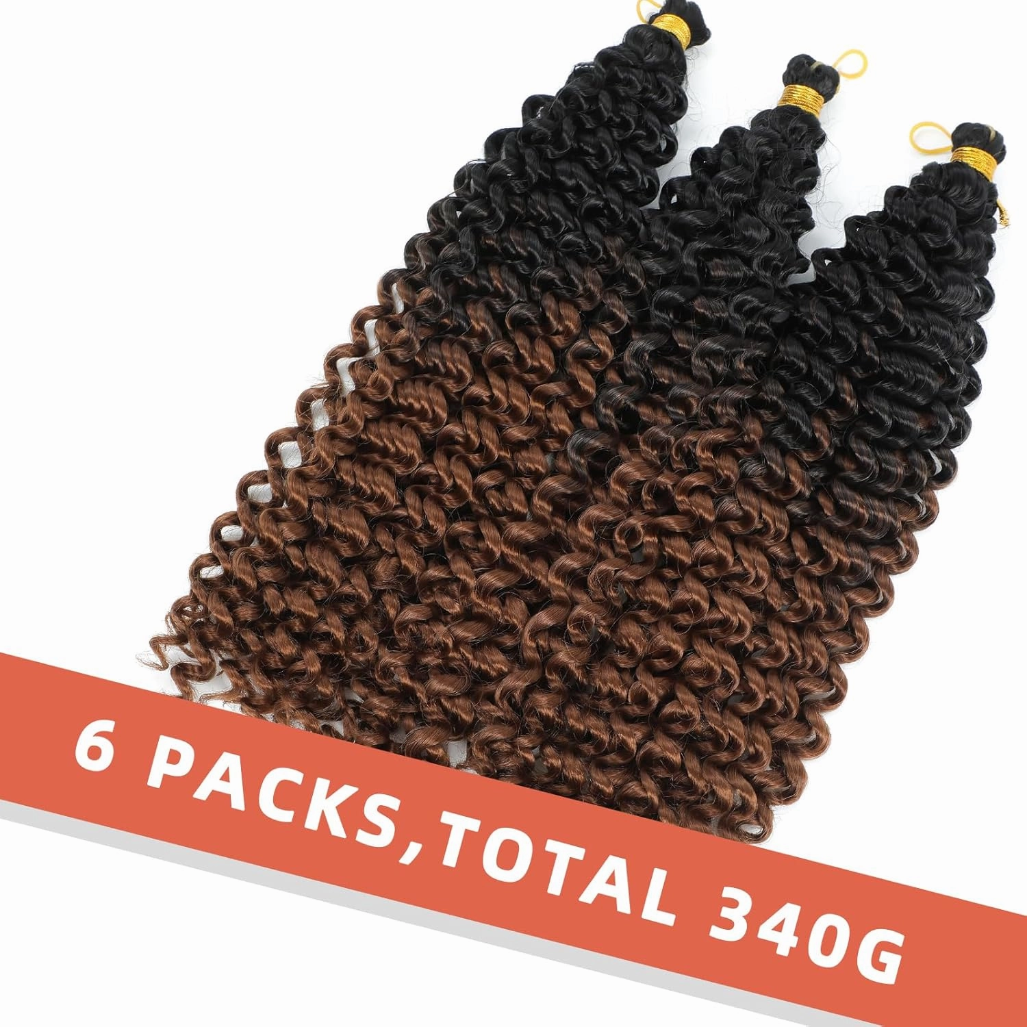 Alileona Kinky Curl Braiding Synthetic Hair bundles Water Wave Marlybob Crochet Hair 14 Inch 3PCS (1B-Brown)