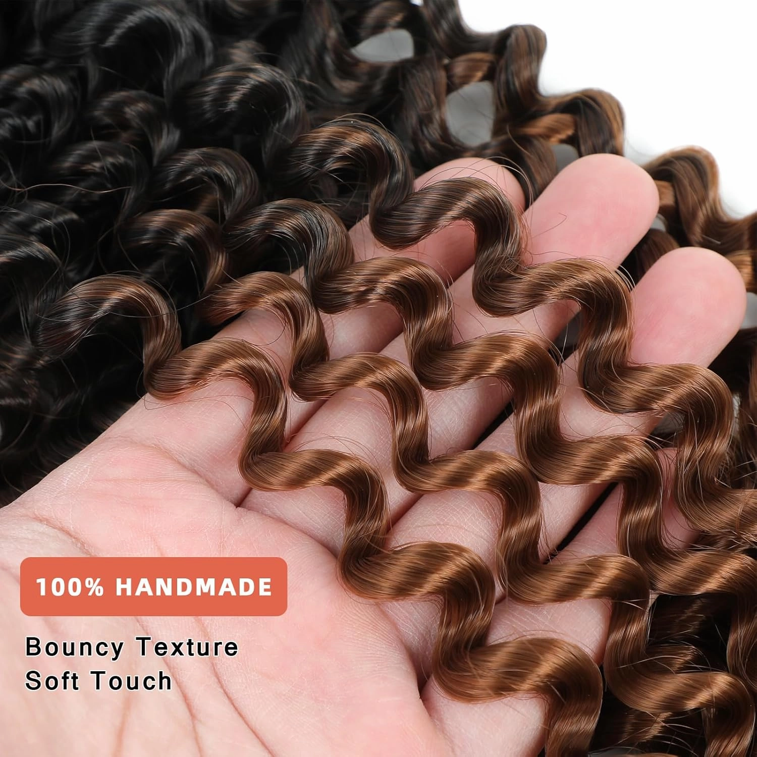 Alileona Kinky Curl Braiding Synthetic Hair bundles Water Wave Marlybob Crochet Hair 14 Inch 3PCS (1B-Brown)