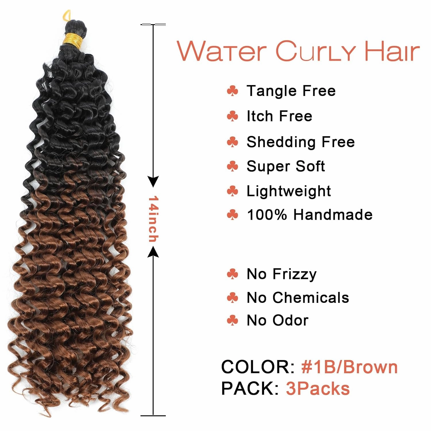 Alileona Kinky Curl Braiding Synthetic Hair bundles Water Wave Marlybob Crochet Hair 14 Inch 3PCS (1B-Brown)