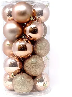allgala 20 PK 3 Inch (8CM) Large Christmas Ornament Balls for Xmas Tree-4 Style-Rose Gold