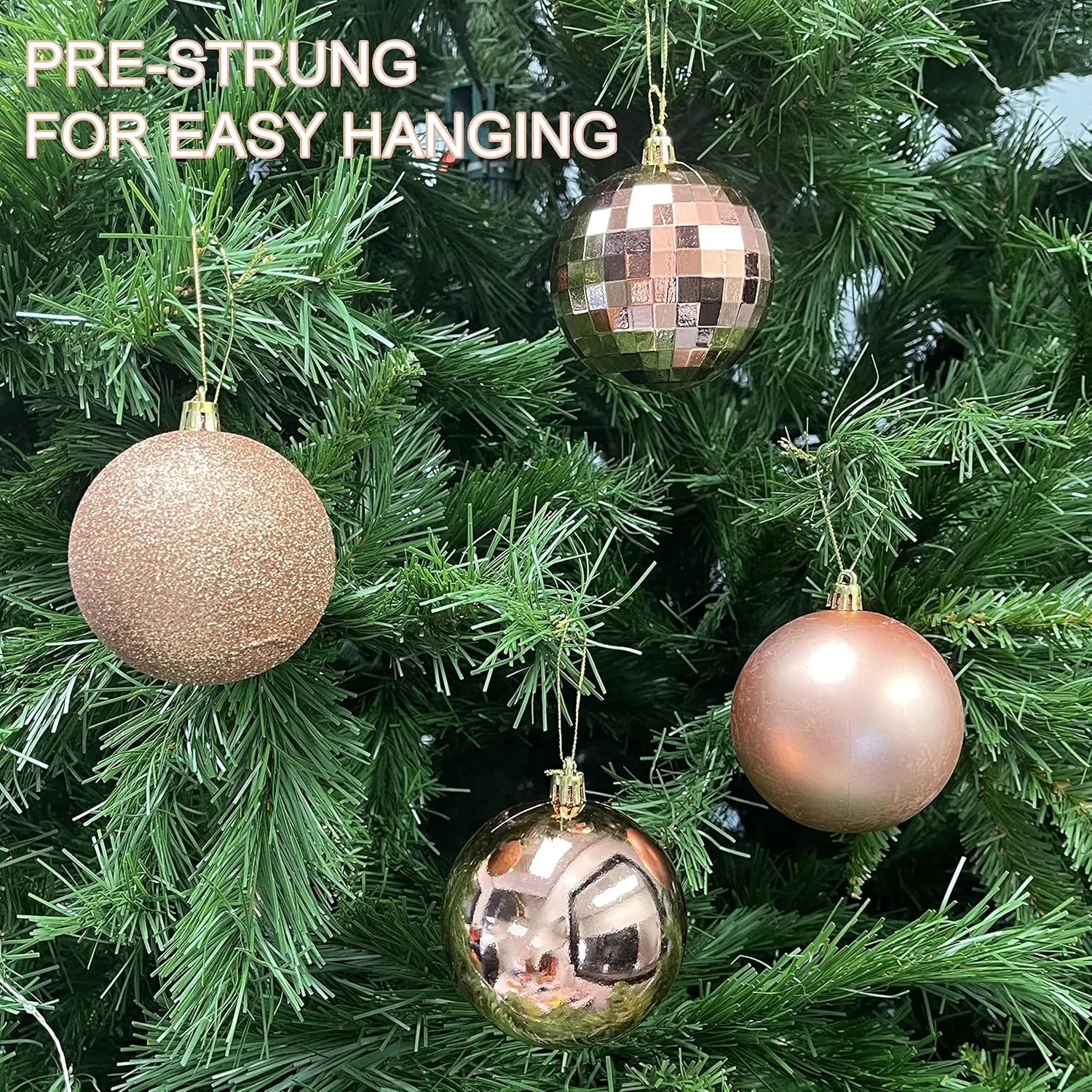 allgala 20 PK 3 Inch (8CM) Large Christmas Ornament Balls for Xmas Tree-4 Style-Rose Gold