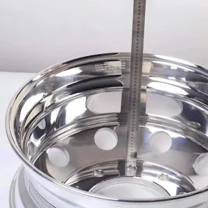 Aluminum Wheels 19.5" X 6.75" Alcoa Style Hub Piloted Alloy Truck Bus Forged Wheel Rim Inside Polish Metallic Silver 1 PC