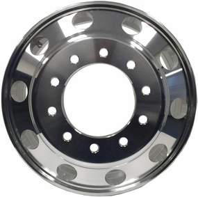 Aluminum Wheels 24.5" X 8.25" Alcoa Style Hub Piloted Alloy Truck Bus Forged Wheel Rim Outside Polish Metallic Silver 1 PC