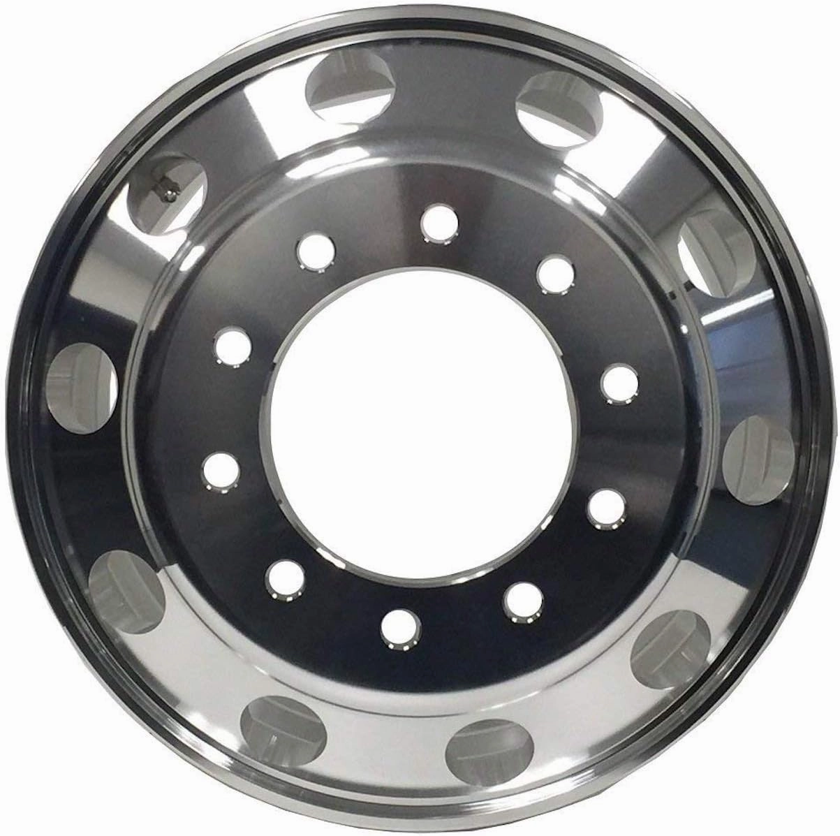 Aluminum Wheels 24.5" X 8.25" Alcoa Style Hub Piloted Alloy Truck Bus Forged Wheel Rim Outside Polish Metallic Silver 1 PC