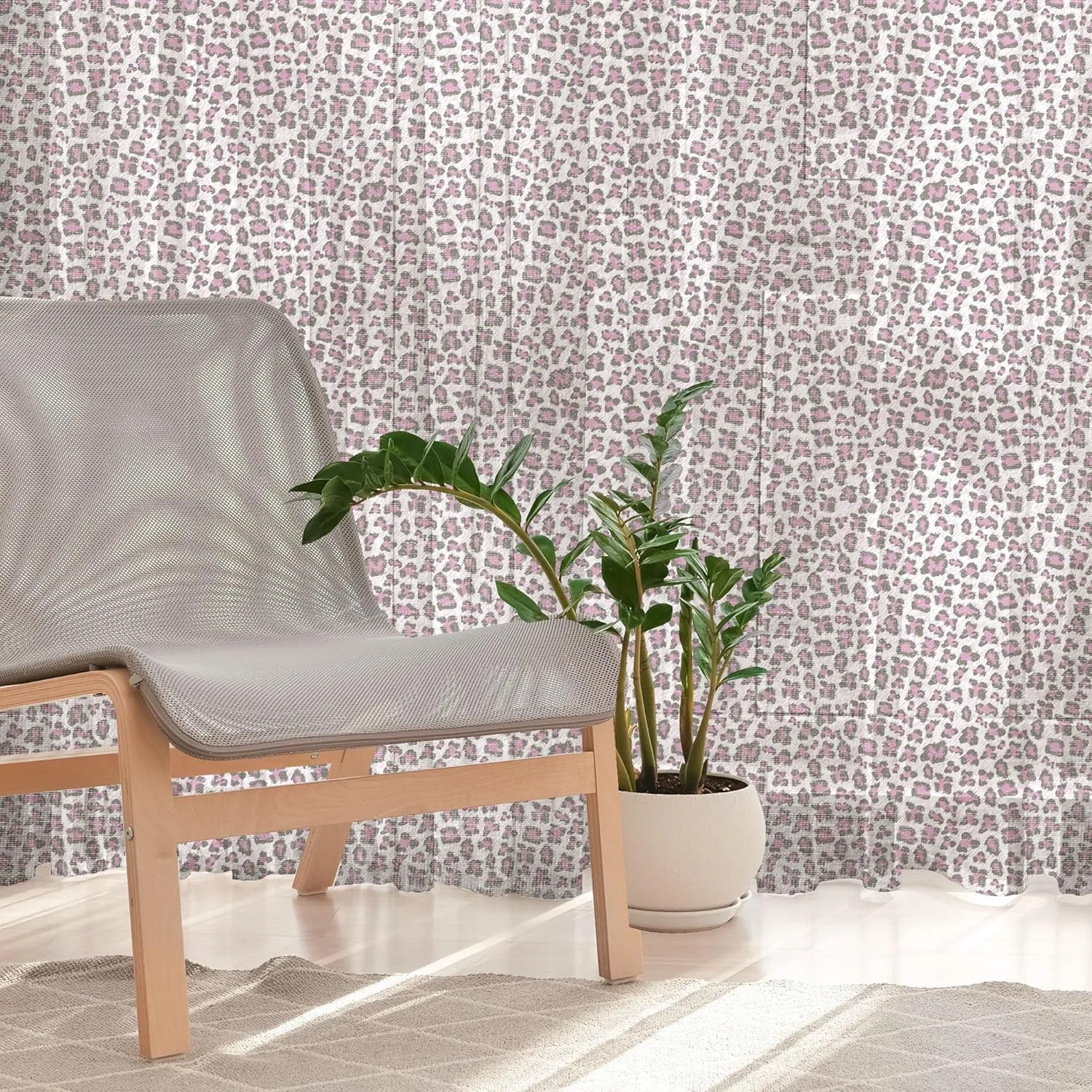 Ambesonne Leopard Print Tulle Curtains with Rod Pocket, Pink and Black Colored Girlish Pattern Savannah Savannah Wildlife Theme, Sheer Drape for Wedding Party 2 Panels, 108" x 72", White Black Pink