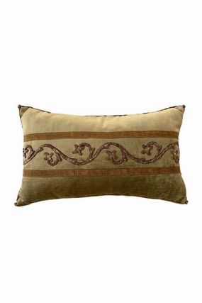 Antique Ottoman Empire Raised Gold Metallic Embroidery on Brass Velvet